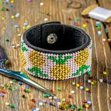 DIY Bead embroidery kit on artificial leather Bracelet