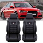 For Audi A3 A4 A6 C6 Q7 Black Leather Car 2 Front Seat Covers Cushion Full Set