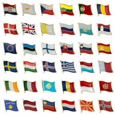 50+ European Countries | National Metal Enamel Flag Pins