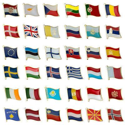 ALLE 50+ europäischen Länder | Europa National Metall Emaille Flagge Pins