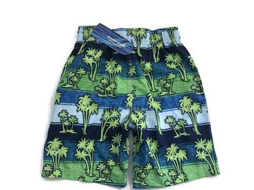 Exertek Boys Swimming Shorts Palm design Green Blue Size M (6) - Picture 2 of 3