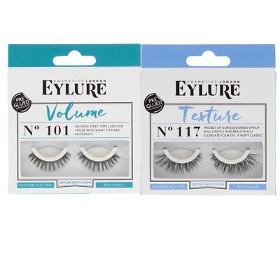 Eylure Volume No 101 und Texture 117 False Lashes Pre Glued Strip Fake Eyelashes