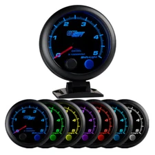 GlowShift 95mm Black 7 Color 5,000 RPM Diesel Tachometer Gauge w Shift Light