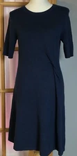 Y2K Banana Republic Side Ruch Midi Dress M Navy Classic Minimalist Party Career