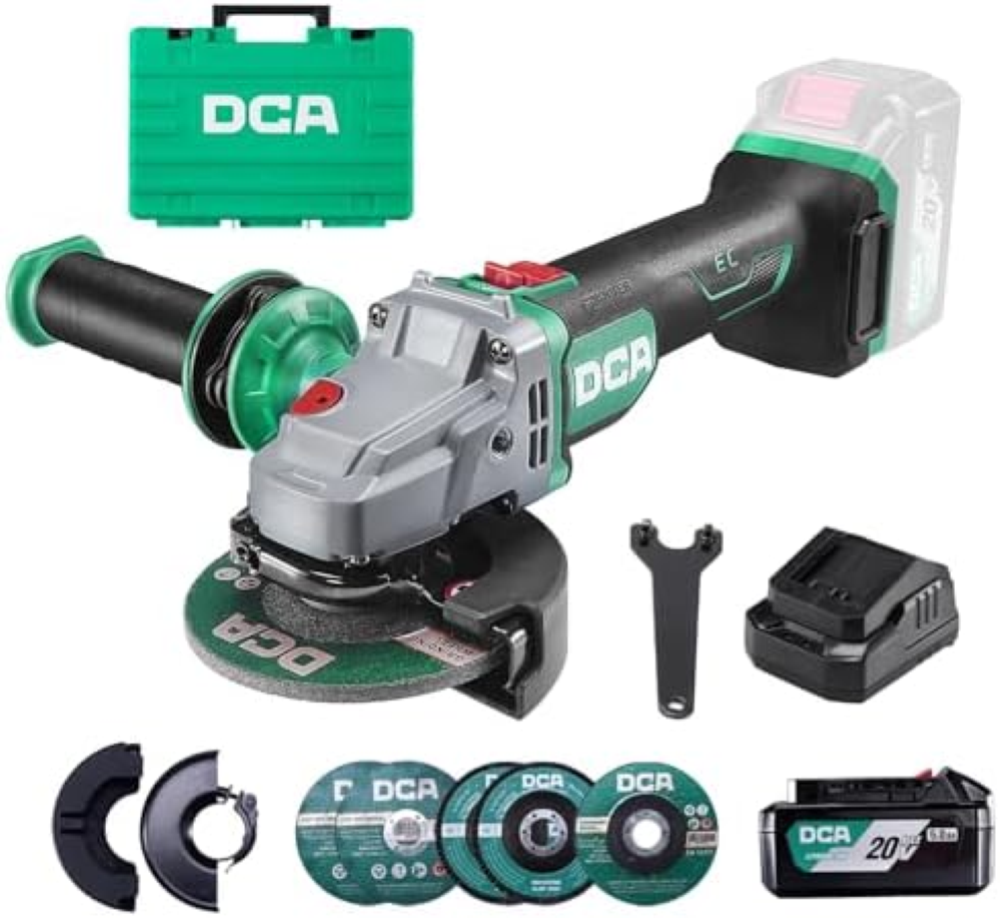 DCA Smerigliatrice Angolare a Batteria Brushless 20V, Ã˜125mm, incl. Batteria 4.