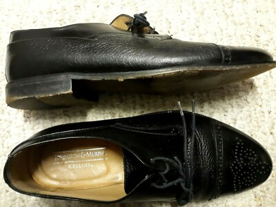 JOHNSTON & MURPHY Cellini Black LEATHER Men Size 9.5 M Lace  display picture 2