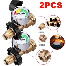 Propane Tank Gauge Brass Adapter w/Gas Pressure Level Meter Indicator for BBQ RV