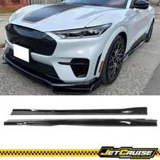 Fits 21-24 Ford Mustang Mach-E Gloss Black Side Skirt Rocker Panels PP 2pcs