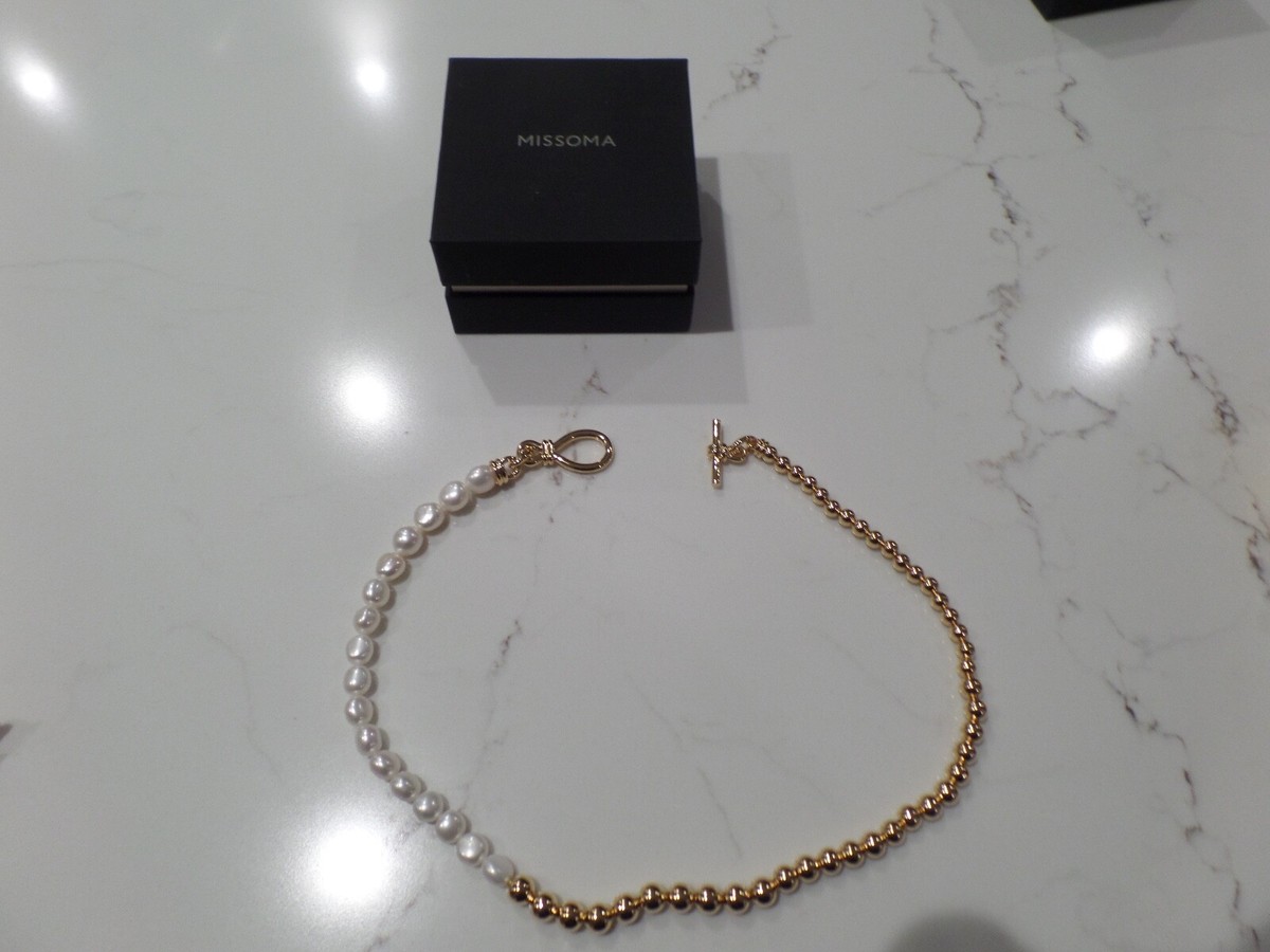 NIB Latest MISSOMA Baroque beaded T-Bar necklace w/ 18K gold