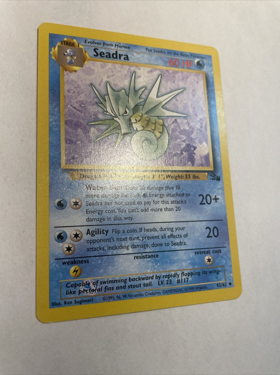 Seadra 42/62 *Pink Dot Ink Swirl Wave Error* 1/1 Rare WOTC Pokemon
