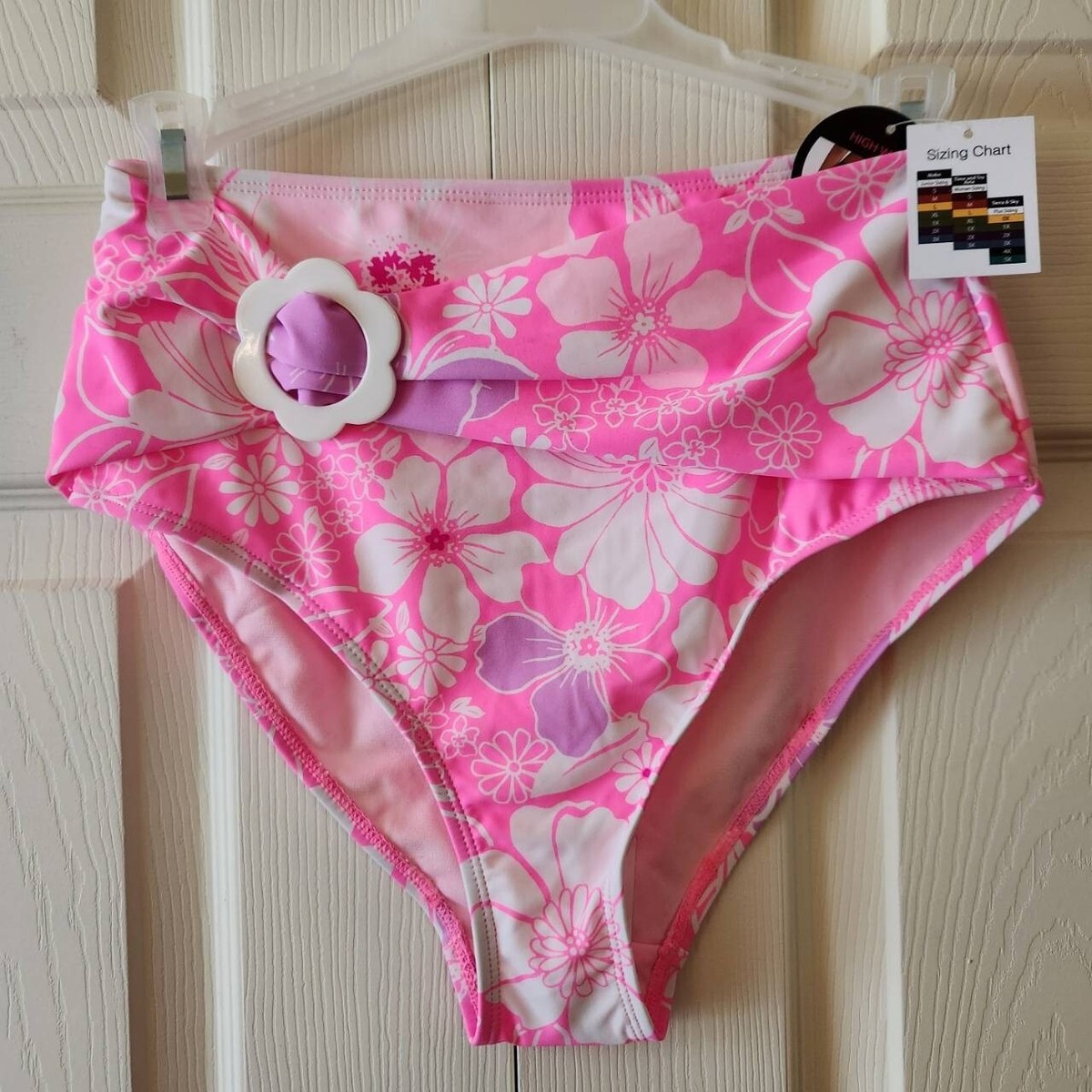 No Boundaries Pink Floral High-Waisted Bikini Bottoms S