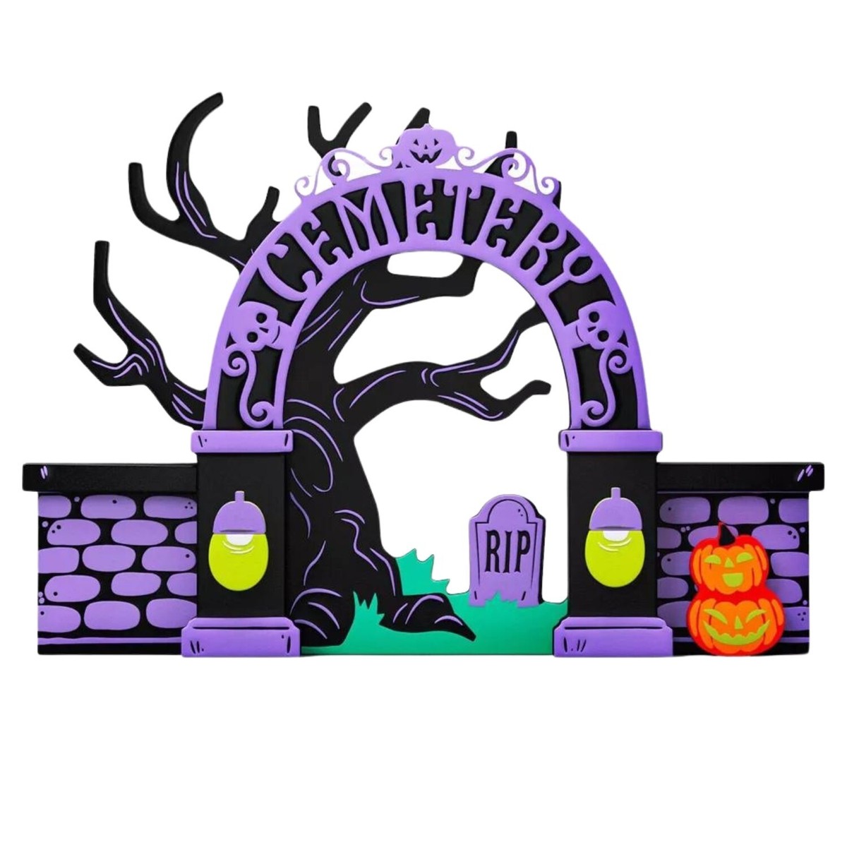 Target Hyde & Eek Purple Wood Cemetery Mini Mantle Halloween