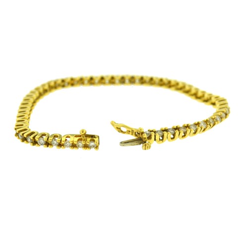 14k Oro Giallo Diamante Braccialetto Tennis Ca. 2.00 Ctw - Foto 5 di 6