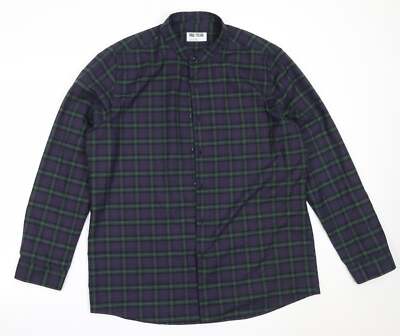 Dunnes Stores Herren blau kariert Polyester geknöpft Größe XL Kragen