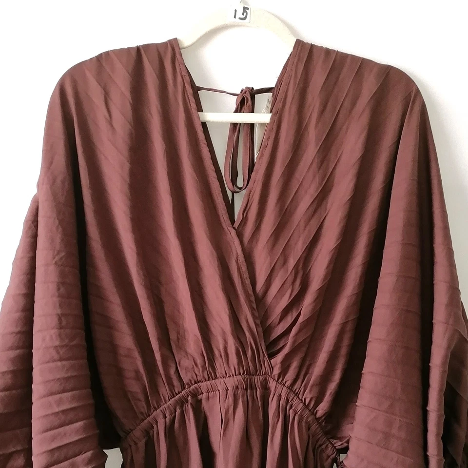 Blusa Top Semilla Mostaza Mujer Marrón Chocolate Manga Dolman Peplum Talla S Foto 3 de 4