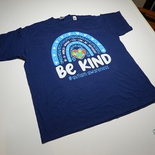 NEW "Be Kind Autism Awareness" Rainbow Print 100 Cotton T-Shirt Mens 3XL