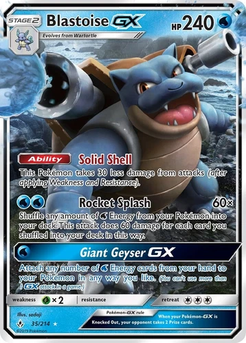 Blastoise GX 35/214 Sm-Unbroken Bonds