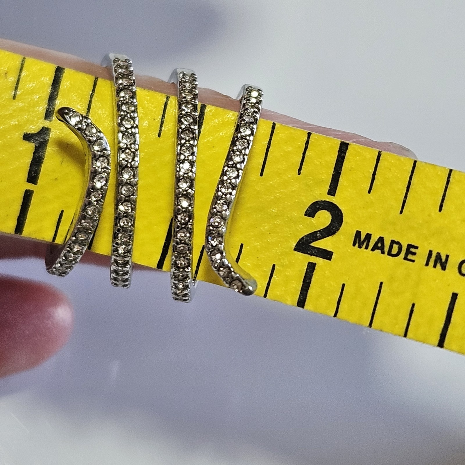 Silver Tone Clear Rhinestone Layered Wrap Ring Si… - image 8