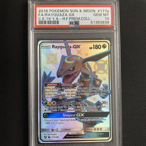 ✨ PSA 10 2018 Pokémon Sun & Moon 177a Shinning Rayquaza GX Hidden Fates