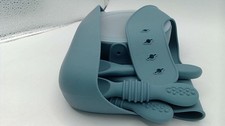 HippoBaby Light Blue Silicone Bowl And Spoon And Fork Weaning Self Feeding Set
