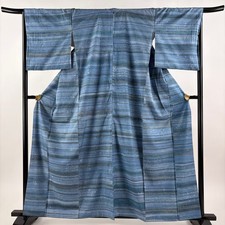 JAPANESE KIMONO FINE PATTERN LIGHT BLUE 161.5cm 5 ft 4 in PURE SILK B1712