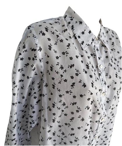 Nili Lotan Libby Kragen Button Down Hemd Größe Medium M in weiß/schwarz geblümt - Bild 4 von 11