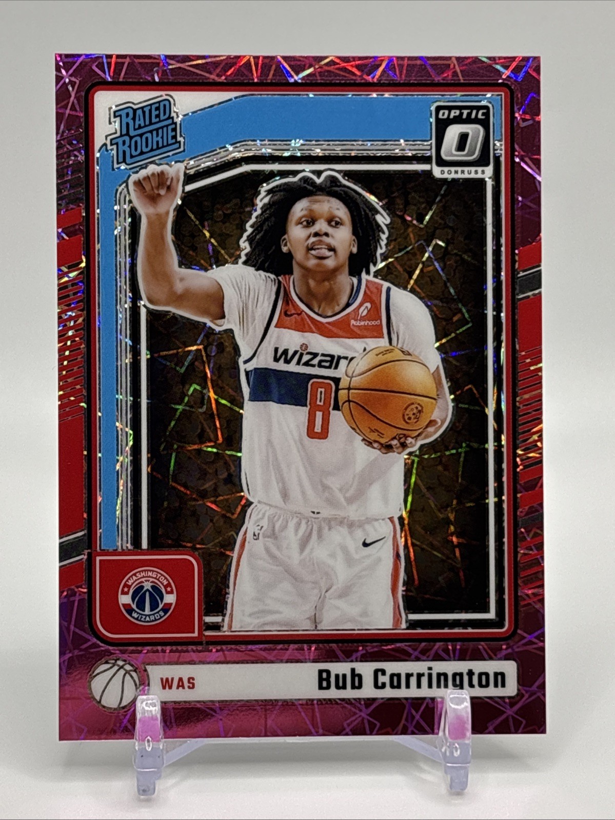 2024-25 Donruss Optic Rated Rookie 273 Bub Carrington Pink Velocity Prizm /79 SP