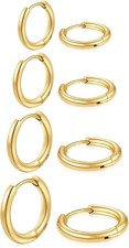 Huggie Hoop Earrings Small Hypoallergenic 14K Gold Plated
