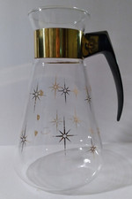 Caraffa caffè vintage MCM Corning design atomico starburst 8 tazze 