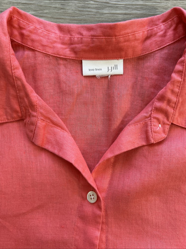 J Jill Shirt Womens 2XL Coral Love Linen Button Down Long Sleeve Pockets Coastal - Bild 3 von 8