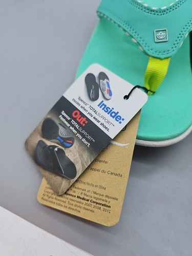 Women's Spenco Total Support Orthotic Rise Green Flip Flop Sandals Sz 10 New - Picture 5 of 8