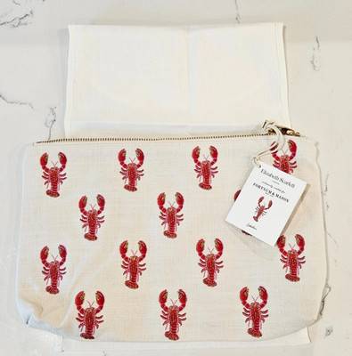 Elizabeth Scarlett x Fortnum Mason Everyday Pouch w/ Dust Bag- Lobsters NWT