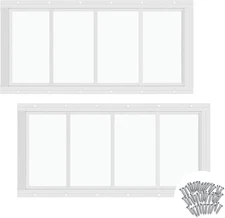 Tandefio 2 Pk 10''X23'' White Flush Mount Shed Window with Tempered Glass