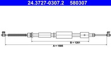 ATE Bremsseil Seilzug Feststellbremse 24.3727-0307.2 für PEUGEOT 306 7D CITROËN