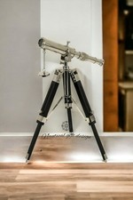 Handcrafted Vintage Brass Telescope  Wooden Tripod  Timeless Nautical Display