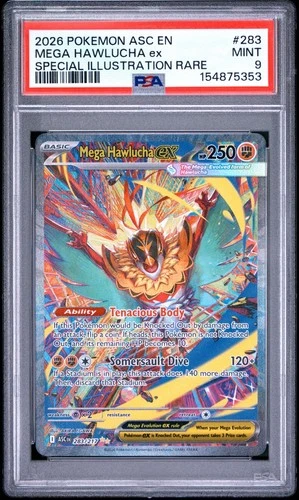 Pokemon Mega Hawlucha Ex Ascended Heroes Special Illustration Rare #283 PSA 9