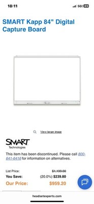 Smart Kapp 42 Interactive Whiteboard KAPP42 Bluetooth Enabled Open Box New