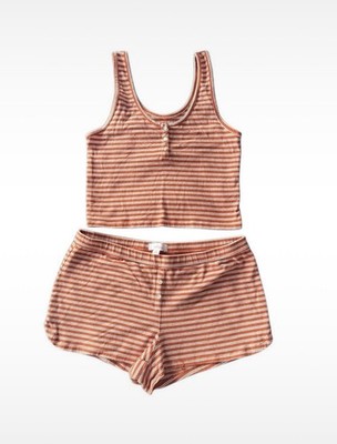 Colsie Women's 2 Piece Crop Top And Shorts Set, Orange And White, Medium