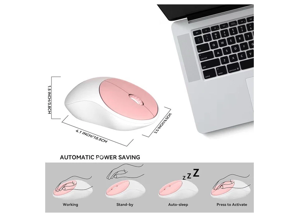 Wireless Keyboard and Mouse Combo, FD iK6630 2.4GHz Cordless Salmon Pink B1 - Image 2 of 4
