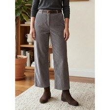 Talbots Corduroy Straight Leg Pants Women's 16W Gray Mid Rise Flat Front Casual
