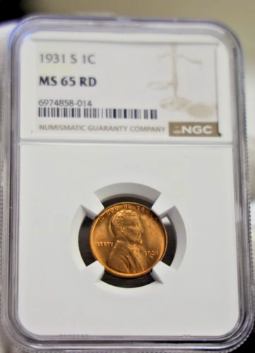 1931 S US Lincoln 1c Key Date NGC MS65 RD (Red)..