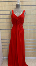 Red floor length prom dress, sequin embellished cut outs UK 8