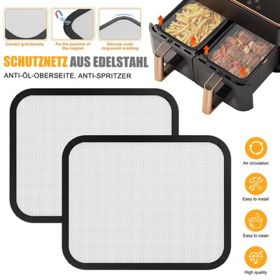 2 Stk Edelstahl Spritzschutz Heißluftfritteuse für Cosori Dual Blaze TwinFry 10L