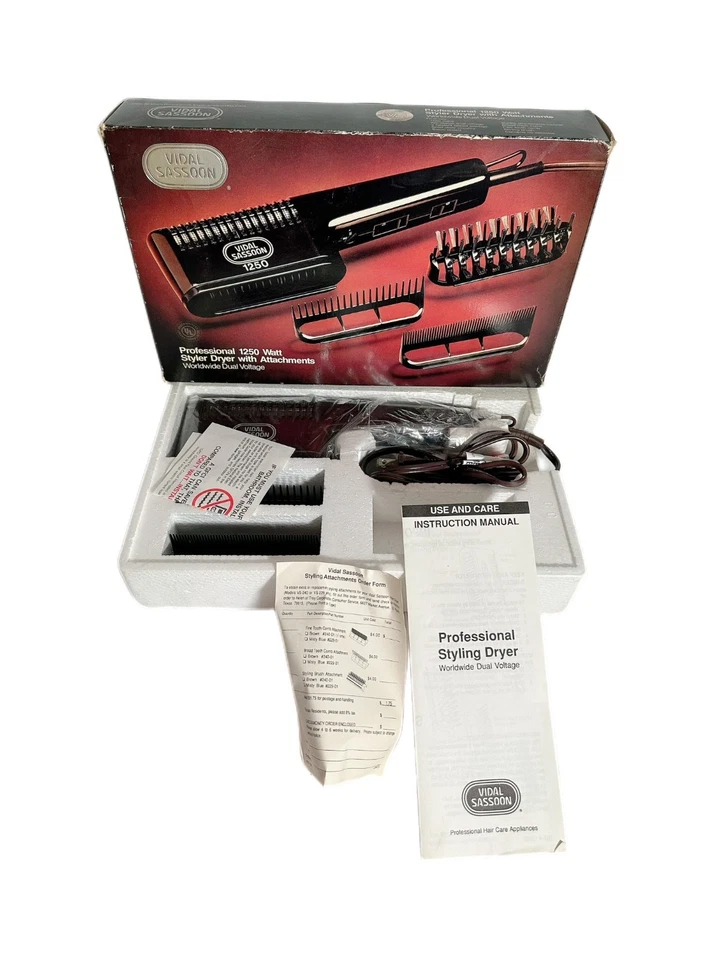 ⚡ Secadora Styler Vintage Vidal Sassoon 1250W con accesorios 💨 Profesional NUEVA Foto 2 de 4