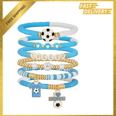 Soccer Bracelets for Women Men, Stackable Soccer Jewelry, Game Day Fan