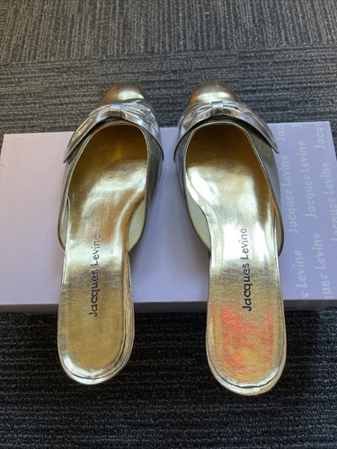 Zapatillas Jacques Levine Couture Cuero Metálico Dorado Rosa Zapatos Sin Cordones Talla 7.5W - Imagen 3 de 7