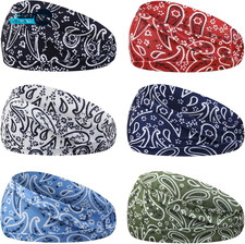 6Pcs Headbands Paisley Bandanas Head Bands Sweat Band Hair Wrap Headwrap.