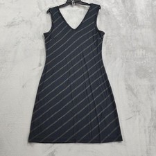 Vintage GAP Dress Womens L Black Striped Sleeveless V-Neck V-Back A-Line Stretch