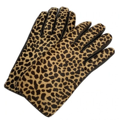 Gloves Beige Dark Brown Unborn Calf Women's
