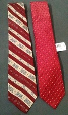 Geoffrey Beene Tie Lot of 2 Maroon Print EUC/ Red Stripe Silk NWT
